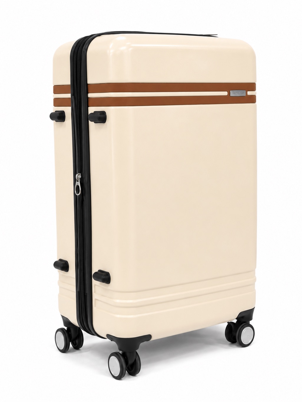 Samsonite Cream Hardshell Carry-On With Brown Accent